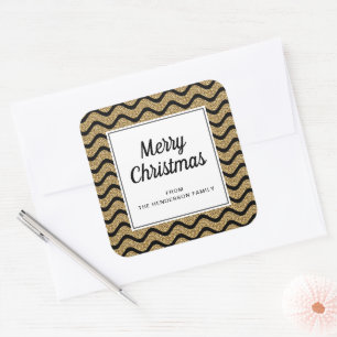 Elegante Imitats Gold Glitzer Frohe Weihnachten Quadratischer Aufkleber