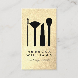 Elegante Imitats Gold Glitzer Makeup Set Visitenkarte