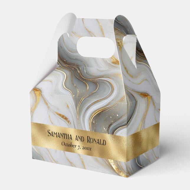Elegante Imitats Gold, Graue Marmorfelder Geschenkschachtel (Vorderseite)