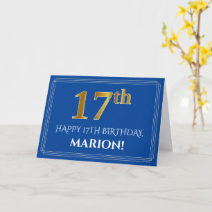 Elegante Imitats Gold Look 17. Geburtstag, Name (b Karte