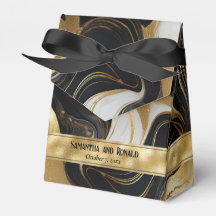 Elegante Imitats Gold, Schwarz-weißer Marmor Gefäl