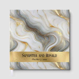 Elegante Imitats Goldgraue Marmorhochzeit Gästebuch
