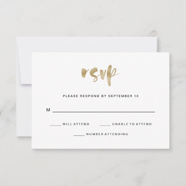 Elegante Imitats Goldhochzeit RSVP Karte (Vorderseite)