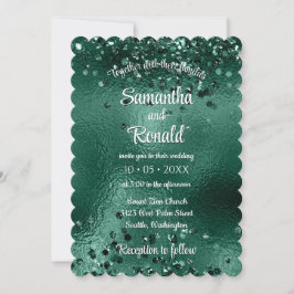 Elegante Imitats Grün Glitzer & Foil Hochzeit Einladung