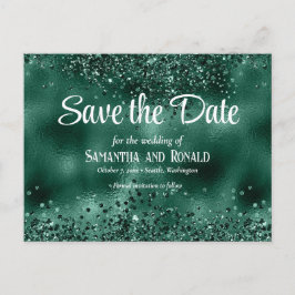 Elegante Imitats Grüne Glitzer- und Foil-Hochzeit Ankündigungspostkarte