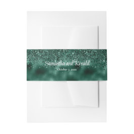 Elegante Imitats Grüne Glitzer- und Foil-Hochzeit Einladungsbanderole