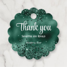 Elegante Imitats Grüne Glitzer- und Foil-Hochzeit Geschenkanhänger