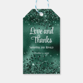 Elegante Imitats Grüne Glitzer- und Foil-Hochzeit Geschenkanhänger
