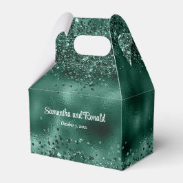 Elegante Imitats Grüne Glitzer- und Foil-Hochzeit Geschenkschachtel