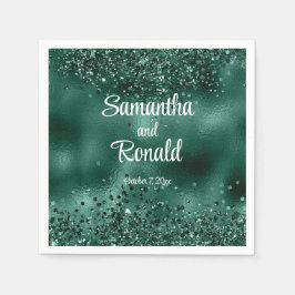 Elegante Imitats Grüne Glitzer- und Foil-Hochzeit Serviette