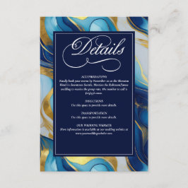 Elegante Imitats Hochzeit in Gold, Blau und Weiß Begleitkarte