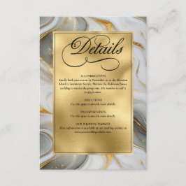 Elegante Imitats Hochzeit in Gold, Grau und Weiß Begleitkarte