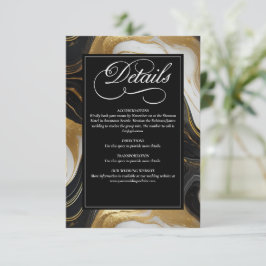 Elegante Imitats Hochzeit in Gold, Schwarz und Wei Begleitkarte