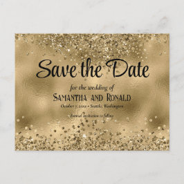 Elegante Imitats Hochzeit mit Gold Glitzer und Foi Ankündigungspostkarte