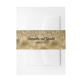 Elegante Imitats Hochzeit mit Gold Glitzer und Foi Einladungsbanderole