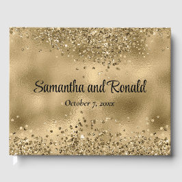 Elegante Imitats Hochzeit mit Gold Glitzer und Foi Gästebuch