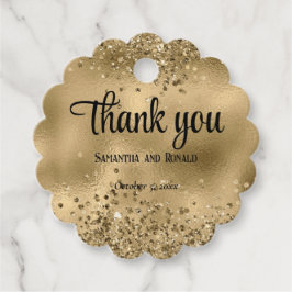 Elegante Imitats Hochzeit mit Gold Glitzer und Foi Geschenkanhänger