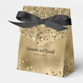 Elegante Imitats Hochzeit mit Gold Glitzer und Foi Geschenkschachtel