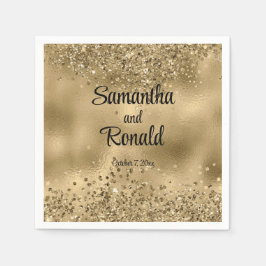 Elegante Imitats Hochzeit mit Gold Glitzer und Foi Serviette