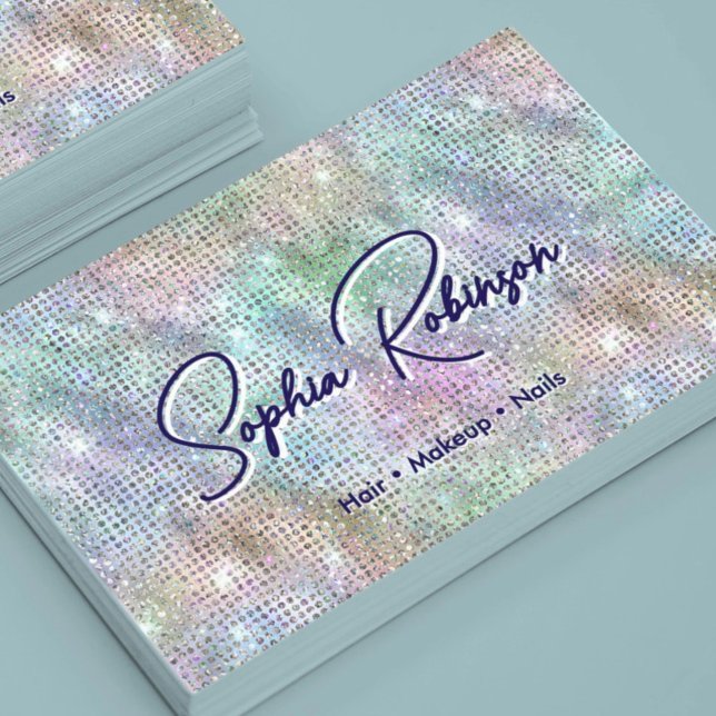 Elegante Imitats Holographic Glitzer Business Card Visitenkarte (Von Creator hochgeladen)