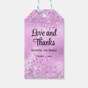 Elegante Imitats Lilac Glitzer and Foil Wedding Geschenkanhänger