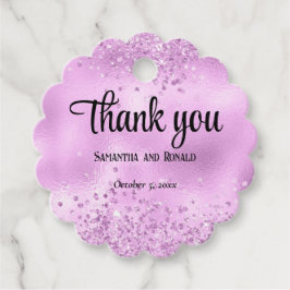 Elegante Imitats Lilac Glitzer and Foil Wedding Geschenkanhänger