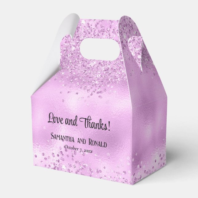Elegante Imitats Lilac Glitzer and Foil Wedding Geschenkschachtel (Vorderseite)