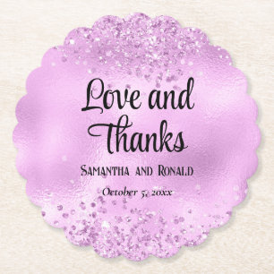 Elegante Imitats Lilac Glitzer and Foil Wedding Untersetzer