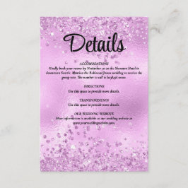 Elegante Imitats Lilac Glitzer & Foil Wedding Deta Begleitkarte