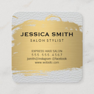 Elegante Imitats Metallic Gold Weißleder Print Quadratische Visitenkarte