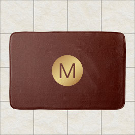 Elegante Imitats Red Leather & Gold Monogram Initi Badematte