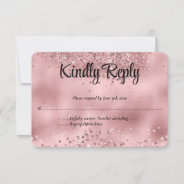 Elegante Imitats Rosa Glitzer & Foil Wedding RSVP 