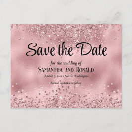 Elegante Imitats Rosa Glitzer und Foil Wedding Ankündigungspostkarte