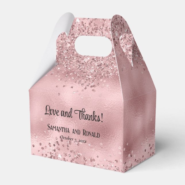 Elegante Imitats Rosa Glitzer und Foil Wedding Geschenkschachtel (Vorderseite)