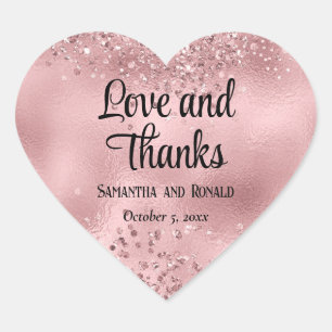 Elegante Imitats Rosa Glitzer und Foil Wedding Herz-Aufkleber