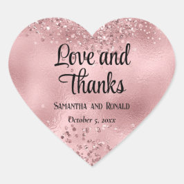 Elegante Imitats Rosa Glitzer und Foil Wedding Herz-Aufkleber