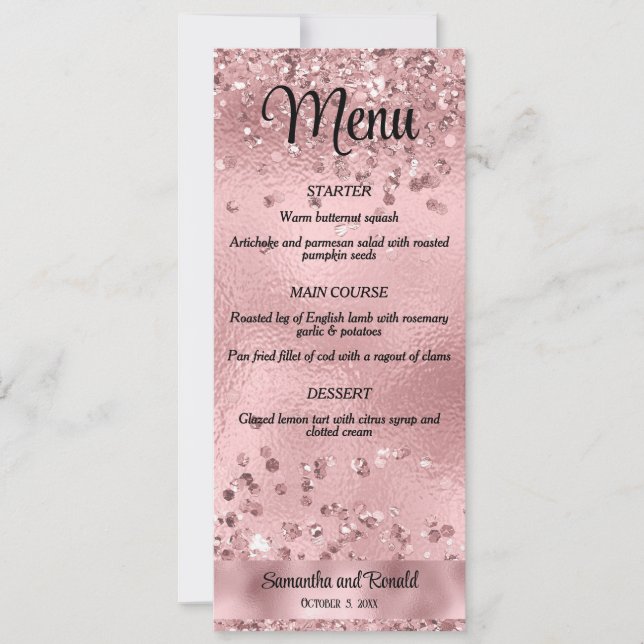 Elegante Imitats Rosa Glitzer und Foil Wedding Men Einladung (Vorderseite)