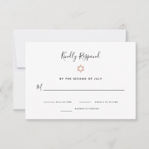 Elegante Imitats Rose   Bat Mitzvah RSVP Karte