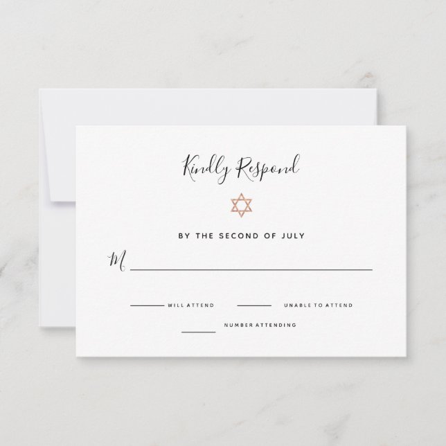 Elegante Imitats Rose | Bat Mitzvah RSVP Karte (Vorderseite)