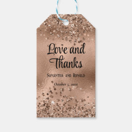 Elegante Imitats Rose Gold Glitzer und Foil Weddin Geschenkanhänger