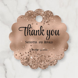 Elegante Imitats Rose Gold Glitzer und Foil Weddin Geschenkanhänger