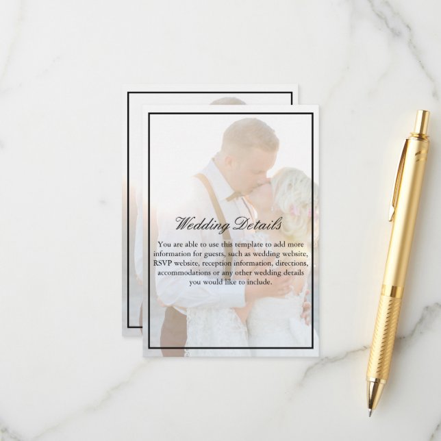 Elegante Imitats Vellum Overlay Foto Unterkünfte Begleitkarte (Vorderseite/Rückseite Beispiel)
