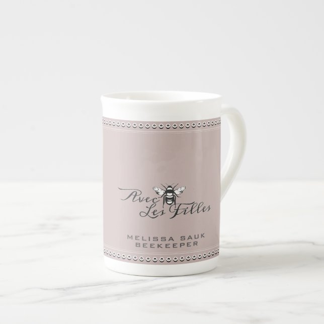 Elegante Imker-Knochenporzellan-Tasse Apiary-Mug V Prozellantasse (Vorderseite Rechts)