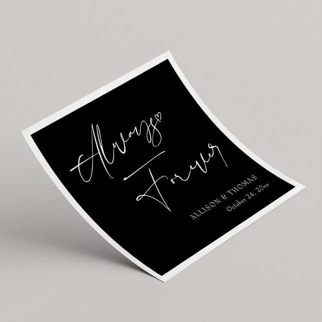 Elegante immer und für immer Schwarz-Weiß-Hochzeit Serviette (Elegant Always and Forever Black and White Wedding Napkins)