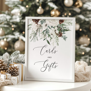 Elegante Immergrün-Winterkarten und Geschenke Post Poster