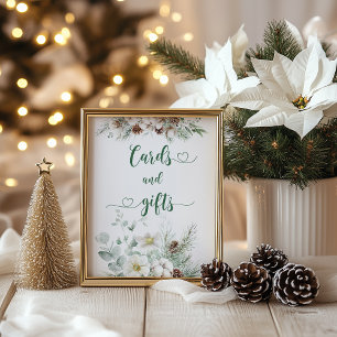 Elegante immergrüne Winterkarten und Geschenke Poster