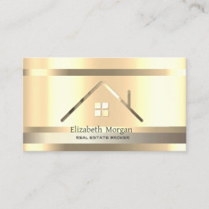 Elegante Immobilien Gold gestreifter Hausdach Gold Visitenkarte
