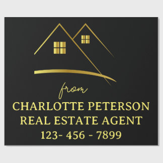 Elegante Immobilienmakler-Firma Schwarz & Gold Geschenkpapier