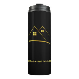 Elegante Immobilienmakler-Firma Schwarz&Gold Thermosbecher