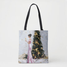 Elegante Impasto-Frau und Weihnachtsbaum Neujahr